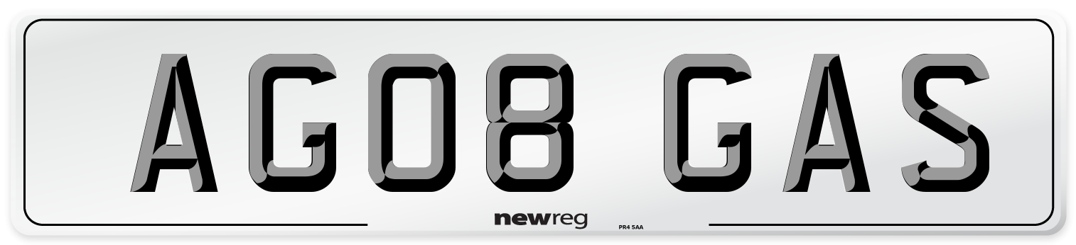 AG08 GAS Number Plate from New Reg